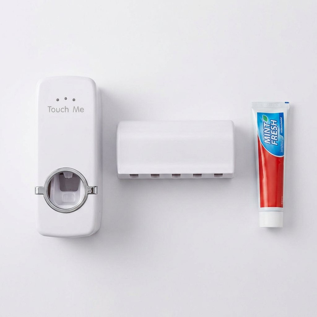 Automatic Toothpaste Dispenser with Toothbrush Holder – Wall-Mounted Bathroom Set